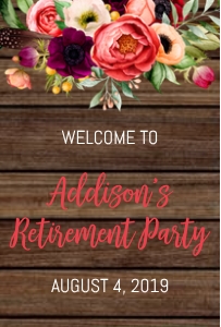 Rustic Floral Retirement Welcome Sign design preview