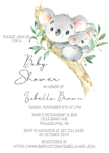 Koala Bear Baby Shower Invitation design preview