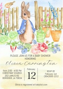 Peter Rabbit Baby Shower Invitation design preview