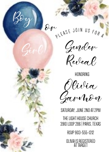 balloons Gender Reveal Invitation design preview