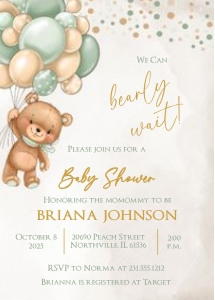 Teddy Bear Baby Shower Invitation design preview