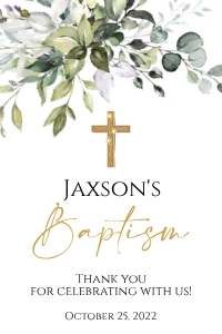 Greenery Baptism Wine Labels design preview