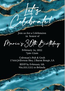 Teal Agate Birthday Invitation: Teal Agate Birthday Invitation