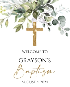 Greenery Baptism Welcome Sign design preview
