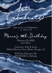Navy Agate Birthday Invitation design preview