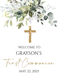 Greenery Communion Welcome Sign design preview