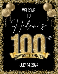 100th Birthday Welcome Sign 11x14: 100th Birthday Welcome Sign