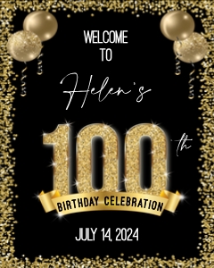 100th Birthday Welcome Sign 16X20: 100th Birthday Welcome Sign