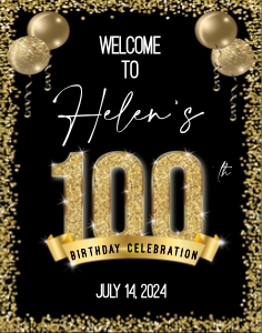 100th Birthday Welcome Sign 22X28: 100th Birthday Welcome Sign