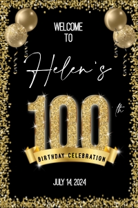 100th Birthday Welcome Sign 20X30: 100th Birthday Welcome Sign