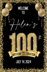 100th Birthday Welcome Sign 11x17: 100th Birthday Welcome Sign
