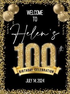 100th Birthday Welcome Sign 18X24: 100th Birthday Welcome Sign