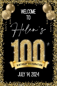 100th Birthday Welcome Sign 24X36: 100th Birthday Welcome Sign