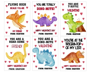 Dinosaur Valentines design preview