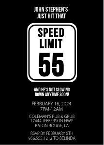 Speed Limit Birthday Invitation design preview