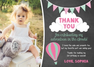 Hot Air Balloon Thank You Card (HO1014PW) design preview