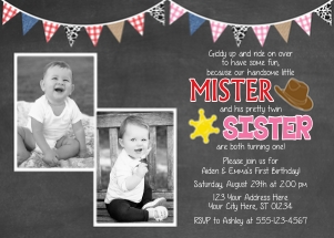 Cowboy and Cowgirl Invitation (CC1008M2) design preview