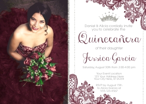 Quinceanera Invitation (QU1008BW) design preview