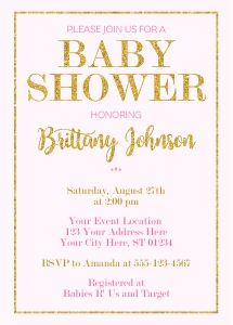 Pink and Gold Baby Shower Invitation (PI0408S2): Pink and Gold Baby Shower Invitation (PI0408S2)