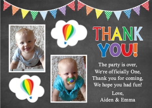 Hot Air Balloon Thank You Card (HO1014M2): Hot Air Balloon Thank You Card (HO1014M2)