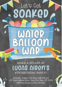 Water Balloon Invitation (WB1008C) design preview