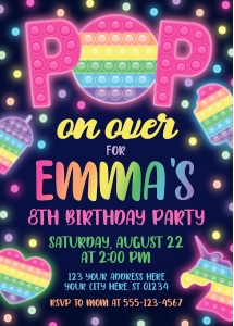 Pop It Invitation (PT1008NN) design preview