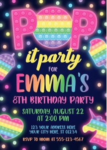 Pop It Invitation (PT1008NI) design preview