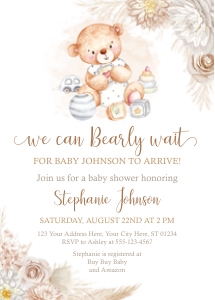 Teddy Bear Invitation (TD0408PN) design preview