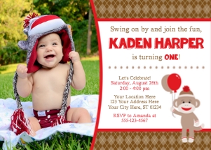 Sock Monkey Invitation (SM1008RW) design preview