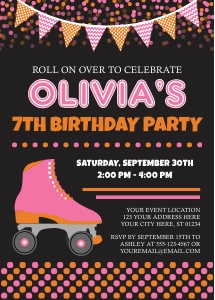 Roller Skating Invitation (RO1008PN) design preview