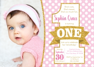 Pink and Gold Invitation (PI1008BW) design preview