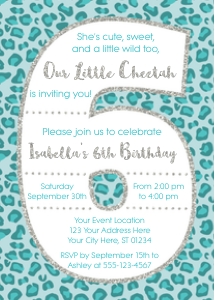Cheetah 6 Invitation CH10086TN design preview