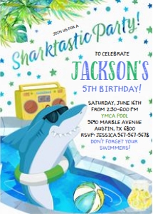 Shark Pool_Boy Invitation design preview