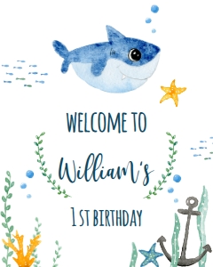 welcome-sign-baby-shark-16x20: C02 > sign welcome > birthday > baby shark