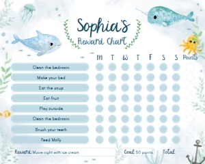 reward-chart-under-the-sea-8x10: C10 > reward chart > under the sea