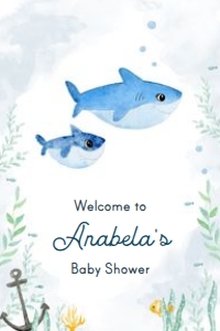 welcome-sign-mommy-shark-24x36: C17 > sign welcome > baby shower > mommy shark