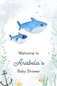 welcome-sign-mommy-shark-20x30: C17 > sign welcome > baby shower > mommy shark