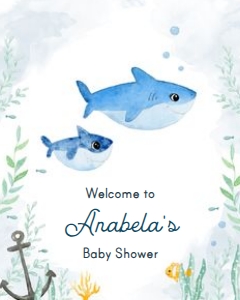 welcome-sign-mommy-shark-16x20: C17 > sign welcome > baby shower > mommy shark