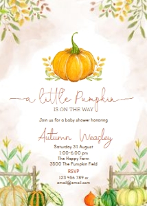 invitation-little-pumpkin-5x7: C14 > invite > baby shower > little pumpkin