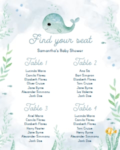 seating-chart-baby-chart-16x20: C05 >seating chart  >birthday > baby whale