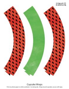 watermelon red cupcake backgrounds and wraps: watermelon red cupcake set