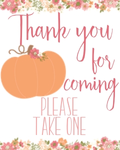 Pumpkin Pink Favor Table Sign: Pumpkin Pink Party Signs