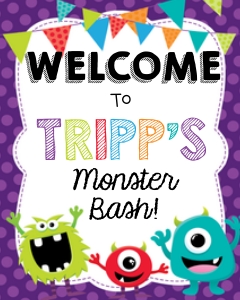 Little Monster Party Signs design preview