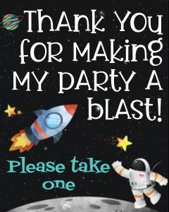 Space Favor Table Sign: Space Party Signs