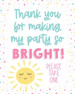 Sunshine Favor Table Sign: Sunshine Party Signs