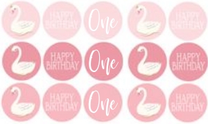 Swan 1.5" Circles: Swan Party Set