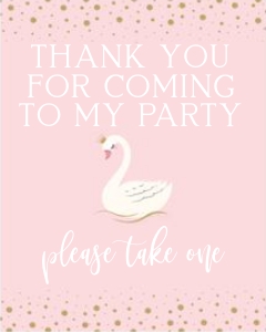 Swan Favor Table Sign: Swan Party Set