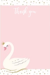 Swan Thank You Blank: Swan Party Set