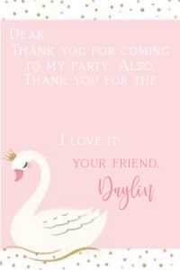 Swan Thank You Fill In: Swan Party Set