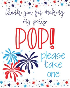 4th of July Birthday Favor Table Sign: 4th of July Party Set